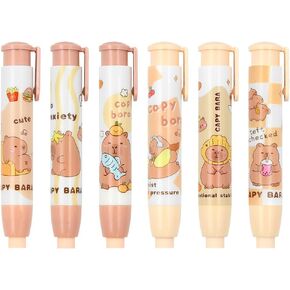 Capybara Retractable Erasers, 6 PCS Cute Rubber, Press Rubber Eraser, Pencil Erasers Cute Erasers for Kids Boys Girls Students Capybara Lovers Office School Supply Stationery