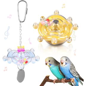 2Pcs Bird Spinner Hanging Toys for Parakeets, Parakeet Toys Wheel, Interactive Spinner Rattle Parrot Toy for Small Medium Parrots Cockatiels Conures Rattle Chew Beak Exercise Toy