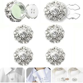4 Pcs Rhinestone Button Covers, Button Covers for Women, Crystal Button Covers, Detachable Clip on Button Covers, Shirt Button Covers for Women Blouses Sparkly Button Covers for Clothing Decorative