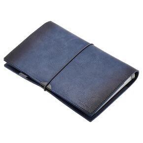 YOKIVE PU Leather Journal, 1 Pcs A6 Refillable Notebook Lined Travel Journal with Buckle Great for Office Writing Travel Business Working, Blue