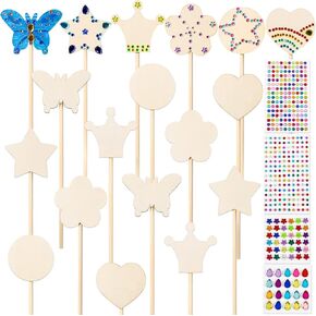 تشمل مجموعة Pllieay Princess Fairy Wands مجموعة 18 قطعة 6 أنماط غير مكتملة من Wand Wand Wand و 4 ملصقات Gem Princess Art Magical Show for Party Supplies