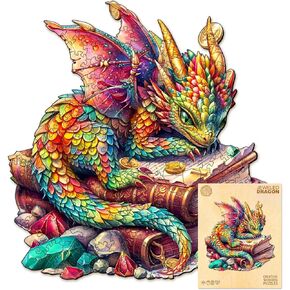 Wooden Puzzles for Adults, 100 Pieces Dragon Puzzles, Wood Adult Puzzle, Wooden Jigsaw Puzzles, Birthday Gifts for Puzzles Lover (S-8.5 * 8in)