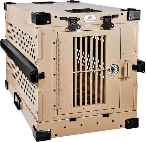 Heavy Duty Fully Collapsible Powder-Coated Aluminum Dog Crate - Small (Tan) in Saudi Arabia