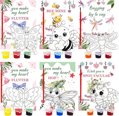 Ayhuhra 30 Sets Valentine Card with Love Bug Suncatchers Craft Kit Insect Sun Catchers DIY Window Paint Art Butterfly Suncatchers Craft Kits for Valentine's Day Art Craft Mother's Day Gift Exchange in Saudi Arabia