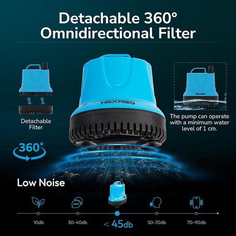 580GPH Submersible Water Fountain Pump, 60W Small Sump Pump with 9FT High Lift, Aquarium Pumps for Outdoor Pond, Hydroponic, Statuary, Waterfall, Aquarium, Fish Tank in Kuwait