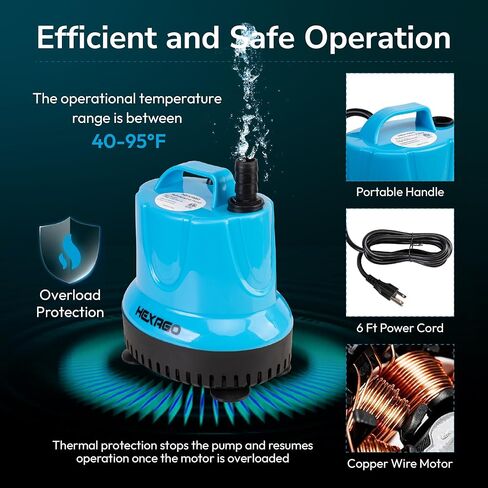 580GPH Submersible Water Fountain Pump, 60W Small Sump Pump with 9FT High Lift, Aquarium Pumps for Outdoor Pond, Hydroponic, Statuary, Waterfall, Aquarium, Fish Tank in Kuwait