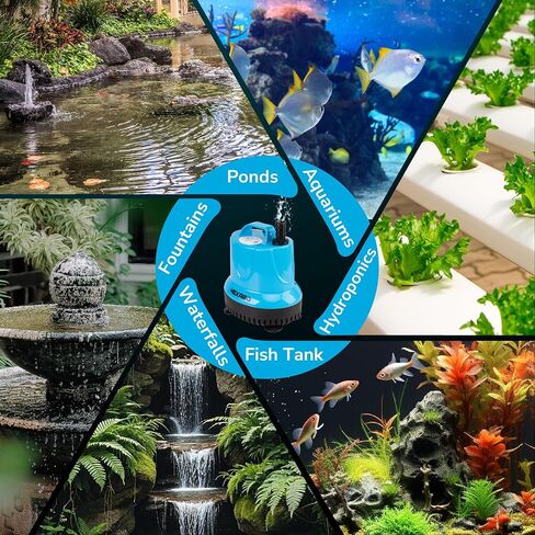 580GPH Submersible Water Fountain Pump, 60W Small Sump Pump with 9FT High Lift, Aquarium Pumps for Outdoor Pond, Hydroponic, Statuary, Waterfall, Aquarium, Fish Tank in Kuwait