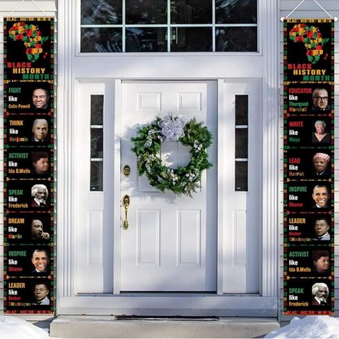 لافتات الشرفة السوداء للتاريخ الأسود ، لافتات الباب الأمامي الأمريكي من أصل أفريقي معلقة 70.8 "x11.8" ، عطلات فبراير كبرياء شرفات جونيتيشنث لعلامات الشرفة المبتدئة في الهواء الطلق في الهواء الطلق في الهواء الطلق. in Kuwait