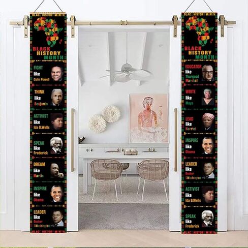 لافتات الشرفة السوداء للتاريخ الأسود ، لافتات الباب الأمامي الأمريكي من أصل أفريقي معلقة 70.8 "x11.8" ، عطلات فبراير كبرياء شرفات جونيتيشنث لعلامات الشرفة المبتدئة في الهواء الطلق في الهواء الطلق في الهواء الطلق. in Kuwait