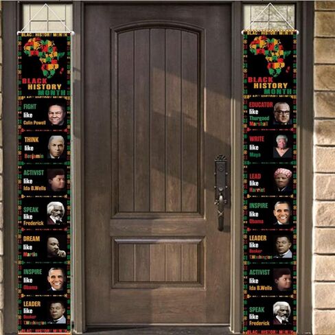 لافتات الشرفة السوداء للتاريخ الأسود ، لافتات الباب الأمامي الأمريكي من أصل أفريقي معلقة 70.8 "x11.8" ، عطلات فبراير كبرياء شرفات جونيتيشنث لعلامات الشرفة المبتدئة في الهواء الطلق في الهواء الطلق في الهواء الطلق. in Kuwait