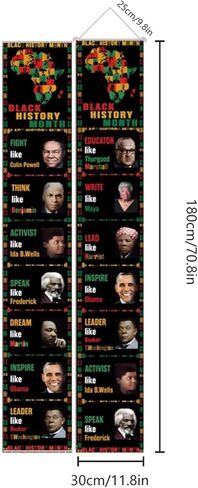 لافتات الشرفة السوداء للتاريخ الأسود ، لافتات الباب الأمامي الأمريكي من أصل أفريقي معلقة 70.8 "x11.8" ، عطلات فبراير كبرياء شرفات جونيتيشنث لعلامات الشرفة المبتدئة في الهواء الطلق في الهواء الطلق في الهواء الطلق. in Kuwait