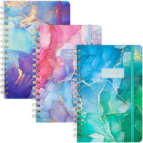 eoout 3 Pack A5 Spiral Noteboor ، Hardcover Spiral Journals for Women ، 5.5 × 8.3 inches ، 100gsm paper shice ، 80 sheets regle in Kuwait