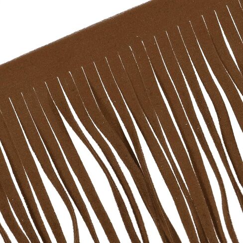 uxcell 2 Yards 6 Inch PU Leather Fringe Trim Double Side Leather Sewing Tassel Fringe for DIY Sewing Dress Crafts Skirt Decoration, Coffee Brown in Saudi Arabia