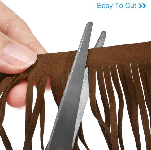 uxcell 2 Yards 6 Inch PU Leather Fringe Trim Double Side Leather Sewing Tassel Fringe for DIY Sewing Dress Crafts Skirt Decoration, Coffee Brown in Saudi Arabia