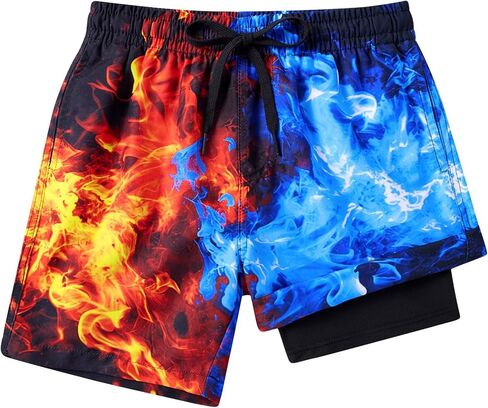 ALISISTER Boys Swim Trunks with Compression Liner with Pockets Bathing Suit 2-20 Years Old in Kuwait