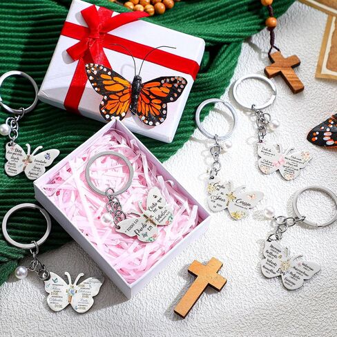 12 Pcs Spanish Christian Gifts for Women Christian Keychain with Spanish Bible Verse Prayers Cross Butterfly Flower Appreciation Keychains for Teacher Coworkers Religious Inspirational Gifts in Saudi Arabia