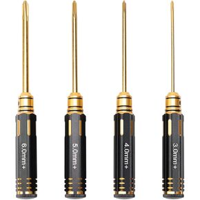 4Pcs Phillips Screwdriver Set 3/4/ 5/ 6mm RC Phillips Screw Driver Small Repair Tool Kit for RC Car Quadcopter Drone Helicopter Airplane Multirotors Models