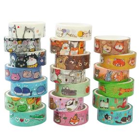 20 لفائف حيوانات لطيفة مجموعة الشريط Washi ، Gold Silver Foil Cartoon Pets Tape Tape for Bullet Journal ، Planner ، Diy Arts Crafts ، Scrapbooking ، Decoration Holiday