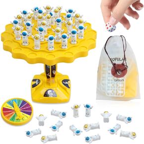 ATESSON Balance Game Toys,Two-Player Balance Game Tree Parent-Child Interactive Family Tabletop Puzzle Game Montessori Toy,Birthday Christmas Bulk Astronaut Board Game for Kids Adults (Yellow)