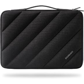 DOMISO 17.3 inch Laptop Sleeve Bag Shockproof Protective Carrying Case Water-Resistant Stripe Pattern Handbag with Handle Compatible with HP/Dell,Black