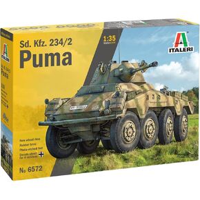Italeri 6572 6572S 1:35 German SdKfz. 234/2 Puma 8-Wheel Faithful Replica, Model Building, Plastic Kit, Crafts, Hobby, Gluing, Model Kit, Assembly, Unpainted, Multi-Coloured