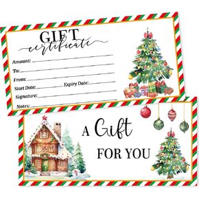 Christmas Blank Certificates for Business 30Pcs Certificate Cards with Envelopes for Salon Restaurants Spa Birthday Holiday