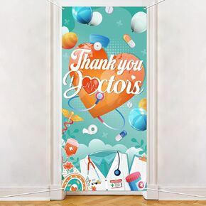 HOWAF Thank You Doctors Decorations Door Cover, Doctors Appreciation Week Door Banner, Large Fabric Door Banner for Doctor’s Day, Medical Doctor Graduation Party Decor, Doctor Graduate Celebration