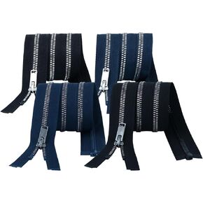 HKK 28 بوصة 4pcs سترة سحاب ، #5 سستة للسترة ، وفصل الأسنان السوستة المعدنية الأسنان ، و 2 لونا أسود وبحرية معطف السوستة البديل للمعطف ، والسترة لأسفل ، والبلوزات ، والملابس ، والباركا