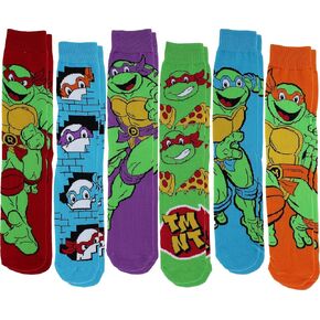 Hyp Teenage Mutant Ninja Turtles TMNT 6 Pair Pack Novelty Athletic Crew Socks for Men, Shoe Size 6-12