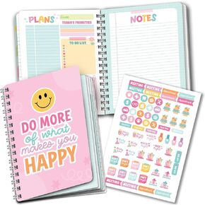 To Do List Notebook for Work – Undated Daily Planner with Hourly Schedule, Priorities & Checklist, Compact, Motivational Planner for Work, Wellness & Productivity (Retro)