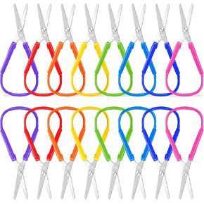 16 Packs Mini Loop Scissors for Kids,5.5 Inch Self Opening Adaptive Scissors,Colorful Grip Scissors Set for Children and Adults Special Needs,Lefty and Right Support,8 Colors