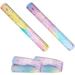 2pcs Flexible Rulers for School, 12 Inch/30 cm Bendable Ruler Soft Plastic Rulers Bulk Gradient Colored Flex Ruler with Centimeter and Inch Scales for Students Kids Classroom Office Home Supplies