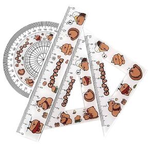 4 PCS Capybara حاكم مجموعة 15 سم الحاكم البلاستيكي الحاكم المستقيم حاكم الحاكم مباشرة الحاكم المنقار الرياضيات هندسة الأدوات المدرسية اللوازم كوم كراتون كاريكاتير الحاكم الفتيات الفتيان (Capybara)