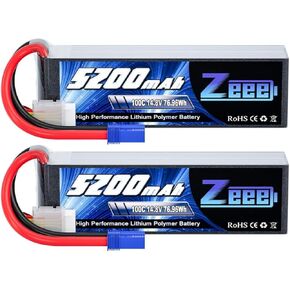Zeee 4S Lipo Battery 14.8V 5200mAh 100C with EC5 Plug Soft Case for RC Plane Quadcopter Airplane Helicopter RC Car Truck RC Boat (2 Pack)
