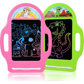 LAEBULD LCD Writing Tablet 2 Pack, Doodle Board for Ages 3-8 – Erasable Drawing Pad with Stylus, Educational Learning Toys for Boys & Girls Gift for Kids (Green & Pink)
