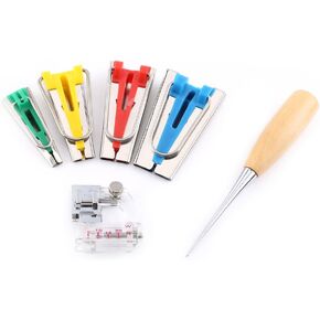 Yosoo Fabric Bias Tape Maker Awl Kit Set for Sewing Quilting 6/12/18/25mm Binding Tool Strip Sewing Quilting, 6pcs