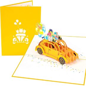 PopLife® Yellow Bug 3D Pop Up Card - Happy Birthday Surprise, Congratulations, Thank You, Get Well Soon - for Friends, for Teacher, for Grandkids, for In-Laws