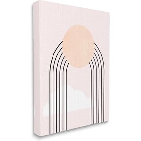 Stupell Industries Modern Geometric Rainbow Arch Lines Pink Sky Sun, Designed by Daphne Polselli Canvas Wall Art, 36 x 48