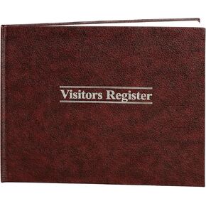 Wilson Jones S490 Visitor Register Book, Red Hardcover, 112 Ruled Pages, 8 1/2 x 11