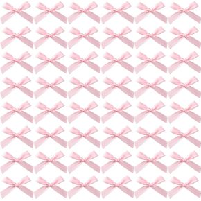 Pink Ribbon Bows, Mini Bows for Crafts Small Pink Bows Satin Ribbon Flower Bows for Craft DIY Sewing Wedding Birthday Party,50 PCS (Pink)