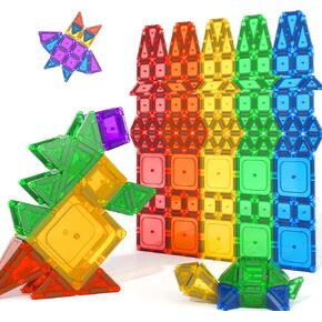 100PCS Magnetic Tiles - Mini Magnetic Blocks for Toddlers, Preschool Educational Toys for Kids Ages 3+, Toddler Essential Travel Toy, Creative Gift for Boys & Girls