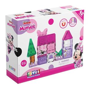Tytan Tiles Officially Licensed Disney Junior Minnie Mouse Magnetic Tile 42-Piece Building Set, Powerful STEM/STEAM Learning Workbook, Creative Engineering Play, Shape & Pattern Recognition, Ages 3+