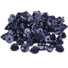 BronaGrand 200pcs PVC Rubber Pin Backs/Pin Keepers for Tie Tack/Lapel Pin (Black Color)