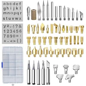 kingsea 61Pcs Pyrography Wood Burning Tips,Wood Burning Tool Kits Carving Iron Tip for Embossing/Adults/Beginners/Birthday/Wedding Anniversary/Halloween/Christmas DIY