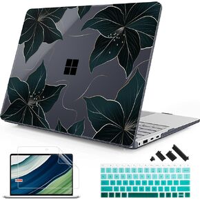 Mektron Case for 13.8" Microsoft Surface Laptop 7 2024 Surface Laptop 13.8 Inch Cover Fits Model 2036, Keyboard Cover +Screen Protector +Dust Plugs, Dahlia Flower C035