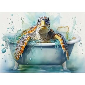 BOHADIY Sea Turtle Diamond Art Painting Kits for Adults, Full Drill Bath Turtle Diamond Dots Paintings for Beginners, 5D Paint with Diamonds Pictures Gem Art Painting Kits DIY Crafts Kits 12x16inch