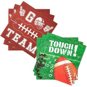 100pcs Football Napkins- Tailgate Party Football Party Supplies Superbowl Party Decorations Disposable Paper Napkins Set for football Sport Decor Events Frenzy Game Time Favors, 2 Design