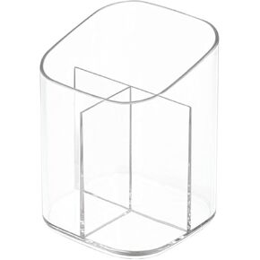 Acrylic Clear 3 Slots Pencil Pen Holder for Desk, Desktop Makeup Brush Storage Organizer Pen Cup Stand for Office School Home