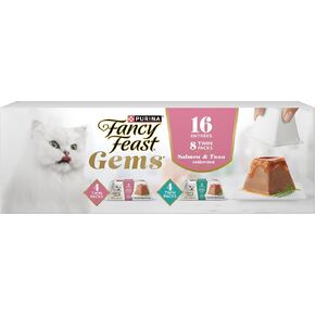 Purina Fancy Feast Gems Mousse Pate Salmon and Tuna Topped with Savory Gravy Wet Cat Food Variety Pack - 8 ct. Box