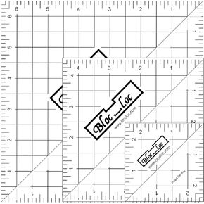 Bloc Loc Half-Square Triangle Quilting Set #2 Contains 2-1/2", 4-1/2", 6-1/2" Square up Rulers with Grid Lines